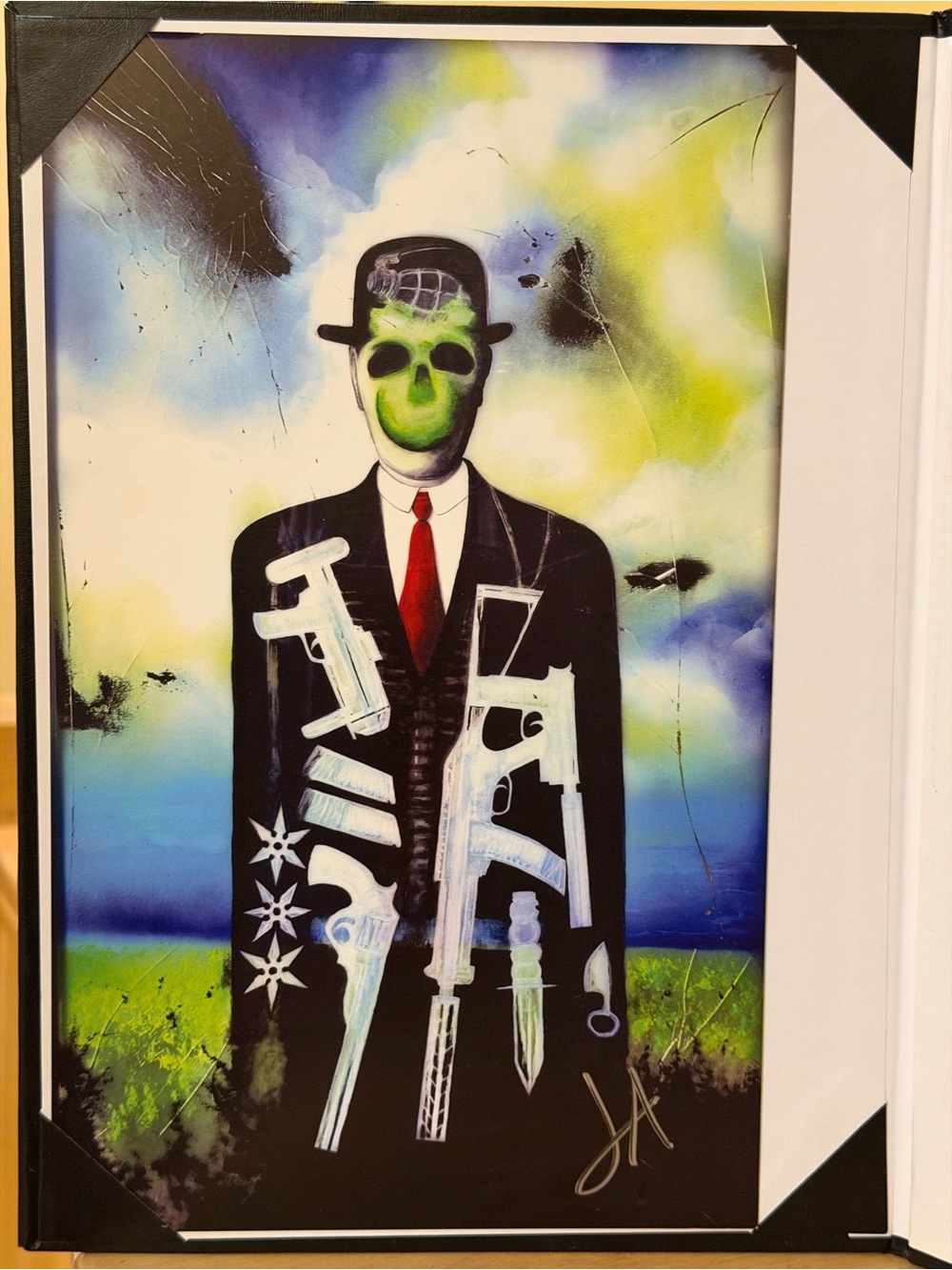 Green Skull Gentleman Surreal Art Print by